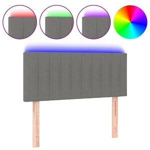 vidaXL Hoofdbord LED 80x5x78/88 cm stof donkergrijs