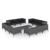 vidaXL 13-delige Loungeset met kussens poly rattan donkergrijs