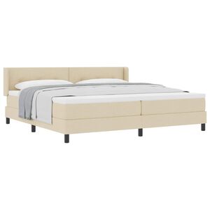 vidaXL Boxspringbed met matras Cr&egrave;me 200 x 200 cm Polyester