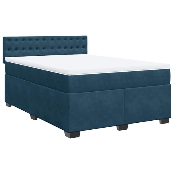 vidaXL Boxspring met matras fluweel blauw 140x200 cm