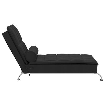 vidaXL Massage chaise longue met bolster stof zwart