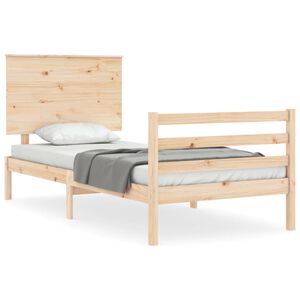 vidaXL Bedframe met hoofdbord massief hout