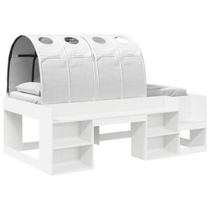 vidaXL Bed met Tunnel met plank met opslag 3 st Wit Bewerkt hout