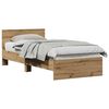 vidaXL Bedframe met Hoofdeinde Artisanaal eiken 75 x 190 cm