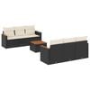 vidaXL 7-delige Loungeset met kussens poly rattan zwart