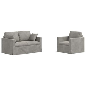 vidaXL Bankstel 2 pcs Lichtgrijs 138 x 78 x 80 cm Fluweel