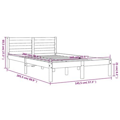 vidaXL Bedframe massief grenenhout wasbruin 140x200 cm