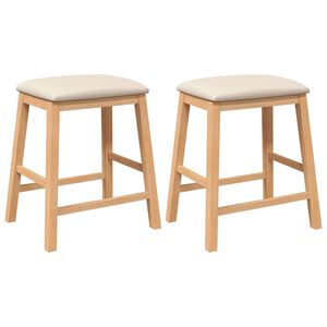 vidaXL Barstoelen met kussens 2 st massief hout rubber