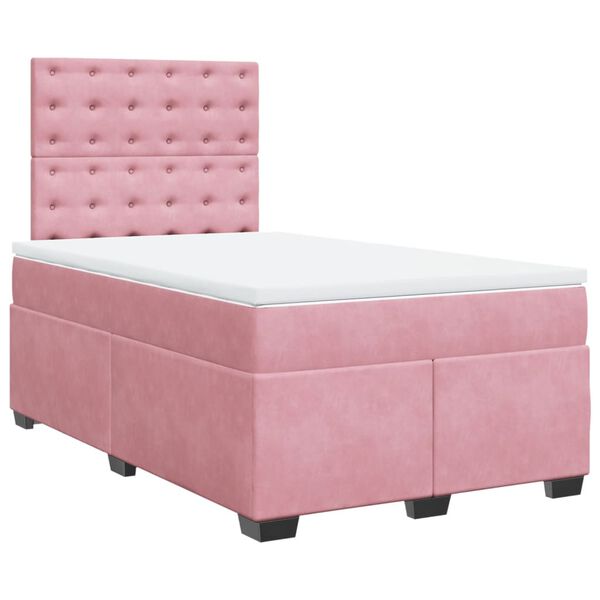 vidaXL Boxspring met matras fluweel roze 120x190 cm
