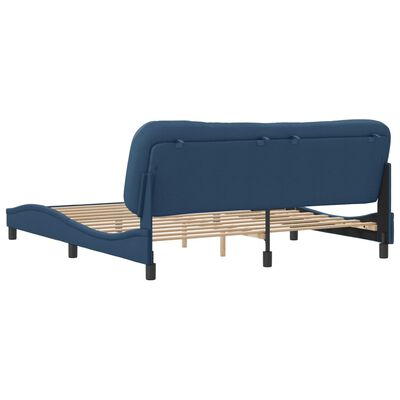 vidaXL Bedframe met hoofdbord stof blauw 180x200 cm