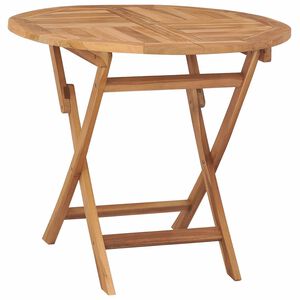 vidaXL Vouw Tuin Tafel Naturel &Oslash; 90 x 75 cm Massief Teakhout