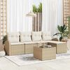 vidaXL Tuin Sofa Set met kussen 6 pcs Beige Poly riet