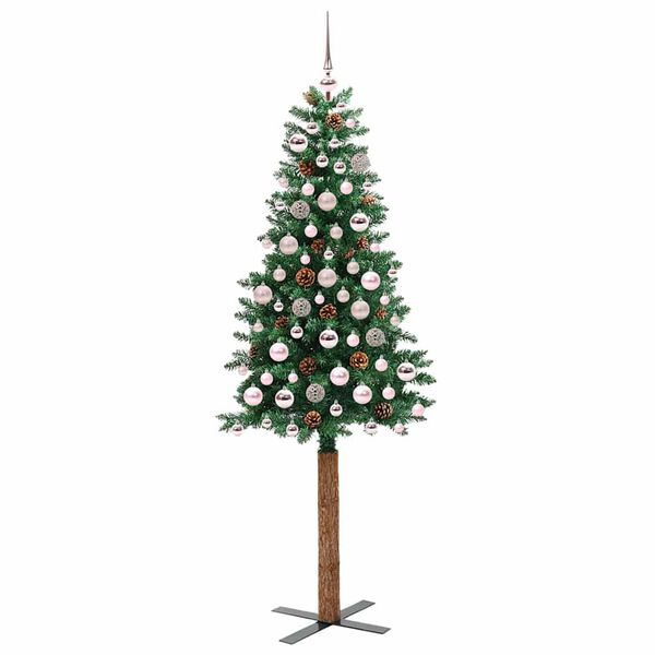 vidaXL Slanke Kerstboom Groen 180 cm PVC en massief dennenhout