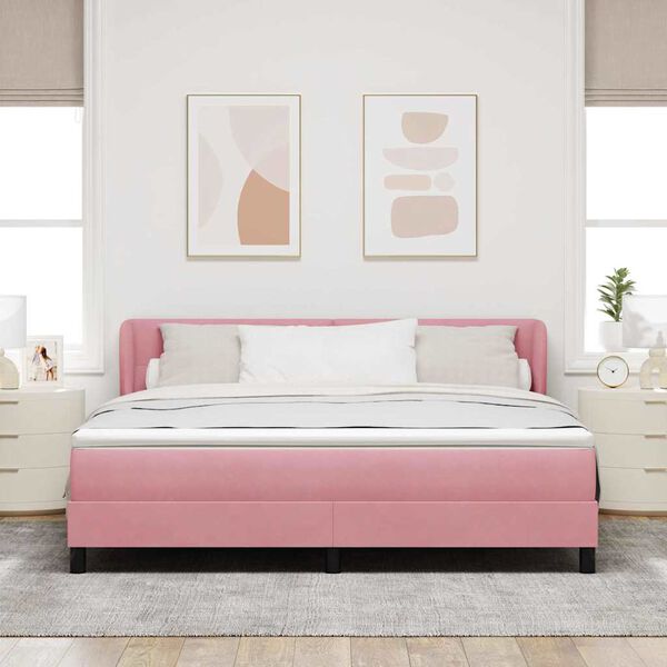 vidaXL Boxspringbed met matras Roze 180 x 200 cm Fluweel