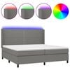 vidaXL Boxspring met matras en LED stof donkergrijs 200x200 cm