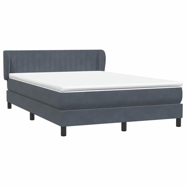 vidaXL Boxspring met matras fluweel donkergrijs 140x210 cm