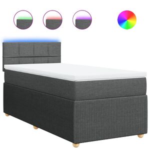 vidaXL Boxspring met matras stof donkergrijs 80x200 cm