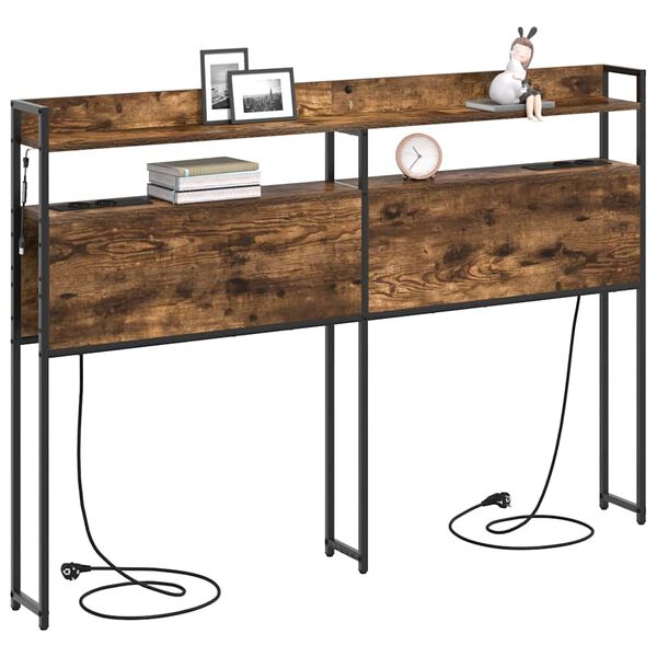 vidaXL Opslag hoofdbord met plank Gerookt eiken 160 cm Bewerkt hout