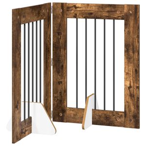 vidaXL Opvouwbaar hondenhek met standaards 2 st Gerookt eiken 120,5 cm