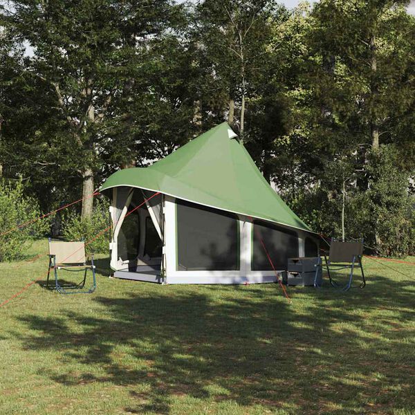 vidaXL Familie Tipi Tent met dak Groen 404 x 370 x 270 cm