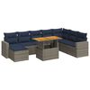 vidaXL 9-delige Loungeset met kussens poly rattan grijs