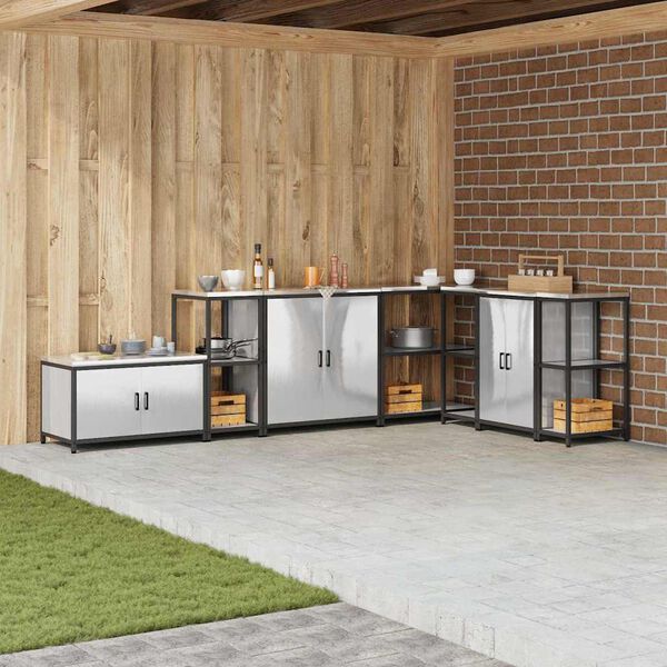 vidaXL Keukenopslag met plank met opslag Zilver 60 x 50 x 92 cm Staal