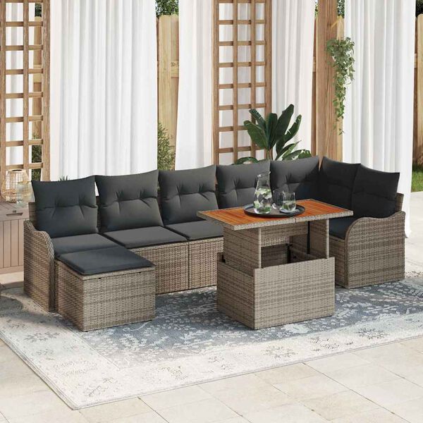vidaXL Tuin Sofa Set met kussen met opslag 8 pcs Grijs