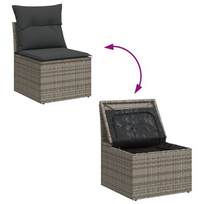 vidaXL 9-delige Loungeset met kussens poly rattan grijs