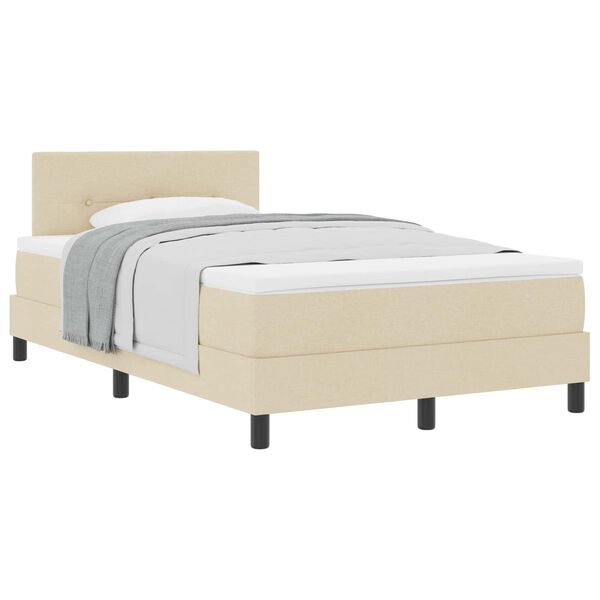vidaXL Boxspringbed met matras met hoofdeinde Cr&egrave;me 120 x 190 cm Stof