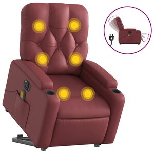 vidaXL Sta-op-massagestoel elektrisch kunstleer wijnrood
