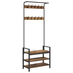 vidaXL Kapstok met plank Oudhout 75 x 34 x 184 cm Bewerkt hout