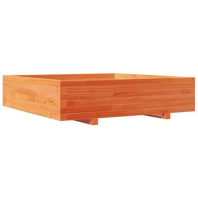 vidaXL Plantenbak 100x100x26,5 cm massief grenenhout wasbruin