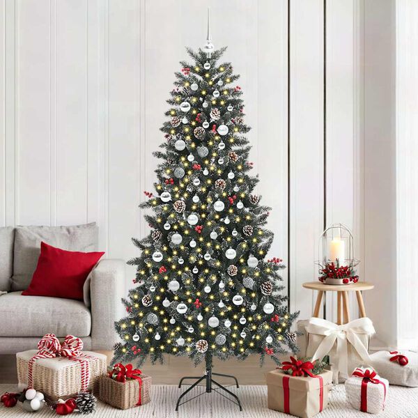 vidaXL Kunstkerstboom met 300 LED Groen 210 cm PVC en Plastic en Staal