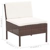 vidaXL 5-delige Loungeset met kussens poly rattan bruin