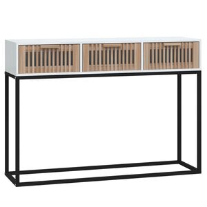 vidaXL Wandtafel 105x30x75 cm bewerkt hout en ijzer wit