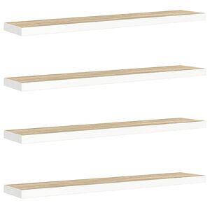 vidaXL Wandschappen zwevend 4 st 120x23,5x3,8 cm MDF eikenkleurig wit