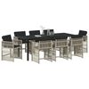 vidaXL Tuin eettafelset 9 pcs Lichtgrijs poly rattan