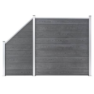 vidaXL Schuttingset 1 vierkant en 1 schuin 273x186 cm HKC grijs