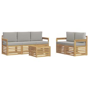vidaXL Buiten bankenset 6 st Wit en Lichtgrijs Polyester