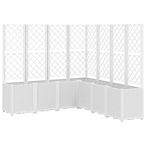 vidaXL Plantenbak met latwerk 160x160x140 cm polypropeen wit