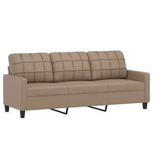 vidaXL Driezitsbank 180 cm kunstleer cappuccinokleurig