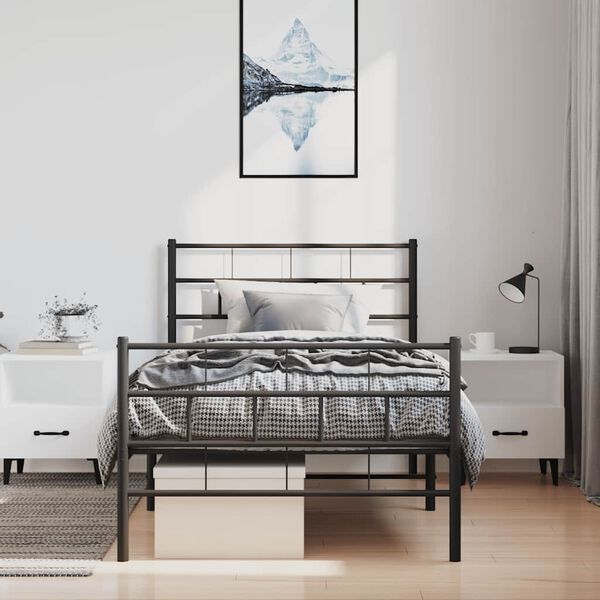 vidaXL Bedframe met hoofd- en voeteneinde metaal zwart 100x190 cm