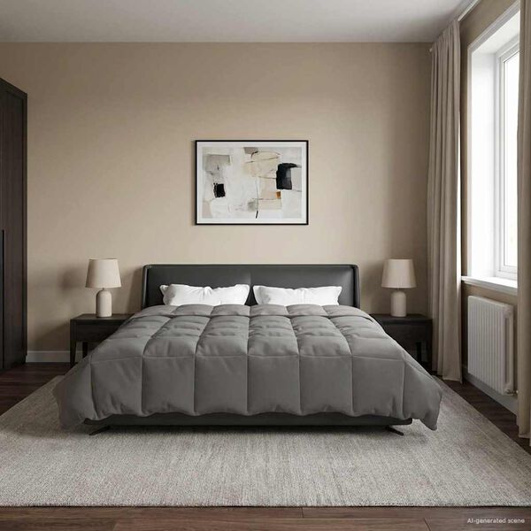 vidaXL Vol jaar dekbed Gekwilt Lichtgrijs 200 x 220 cm Microfiber