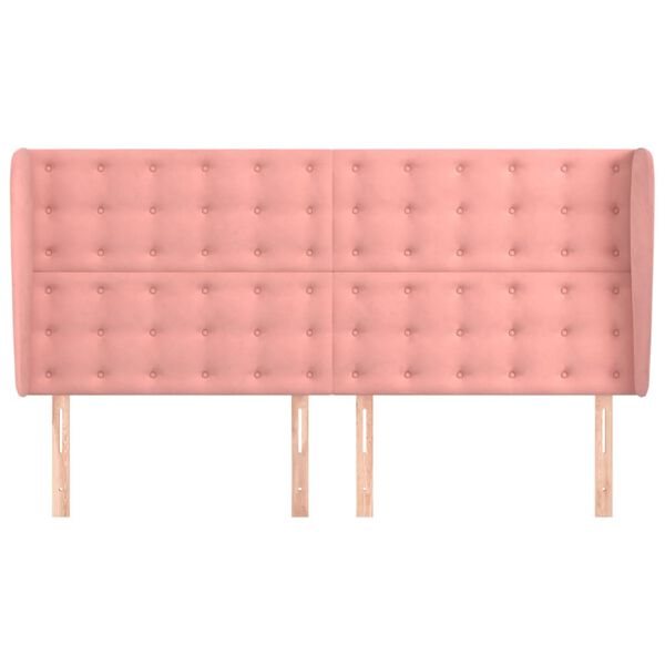 vidaXL Hoofdbord met randen 163x23x118/128 cm fluweel roze