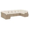 vidaXL 10-delige Loungeset met kussens poly rattan beige