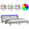 vidaXL Bedframe met hoofdeinde en LED grijs sonoma eiken 200x200 cm