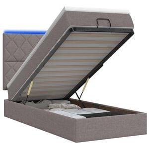vidaXL Ottoman Bed met Matrassen en LED Taupe 80 x 200 cm Stof