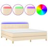 vidaXL Boxspring met matras en LED stof cr&egrave;mekleurig 180x200 cm