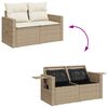 vidaXL 4-delige Loungeset met kussens poly rattan beige