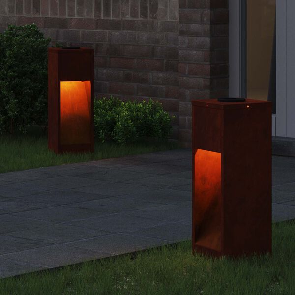 vidaXL Zonne LED Padverlichting 2 pcs Brons Cortenstaal
